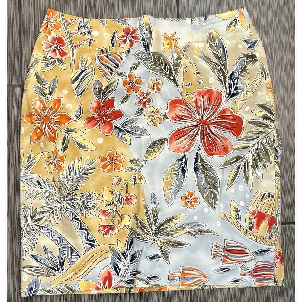 Vintage Talbots Womens Size 10 Tropical Floral Animal Print Side Zip Skirt
